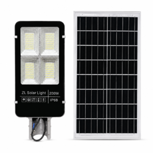 Đèn Đường Năng Lượng Mặt Trời 200W vỏ nhôm, Sáng 15h, Tấm Pin Mono 53 x 35cm