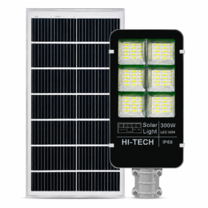 Đèn Đường Năng Lượng Mặt Trời 300W vỏ nhôm, Chip LED 5054, Sáng 15h, Tấm Pin Mono 60 x 35cm