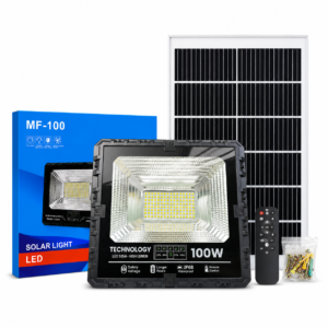 Đèn Năng Lượng Mặt Trời 100W vỏ nhôm cao cấp, Sáng trên 15h, Tấm Pin Mono to 53 x 35cm