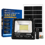 Đèn Năng Lượng Mặt Trời 200W vỏ nhôm cao cấp, Sáng trên 15h, Tấm Pin Mono 60 x 35cm