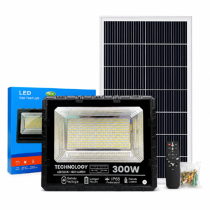 Đèn Năng Lượng Mặt Trời 300W vỏ nhôm cao cấp, Sáng 15h, Tấm Pin Mono 70cmx35cm