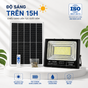 Đèn Năng Lượng Mặt Trời 1000W vỏ nhôm, Tấm Pin Mono 67x 45cm