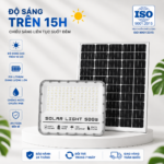 Đèn Năng Lượng Mặt Trời 500W vỏ nhôm, Chip LED mắt ngọc 5054, Tấm Pin Mono 67 x 45cm