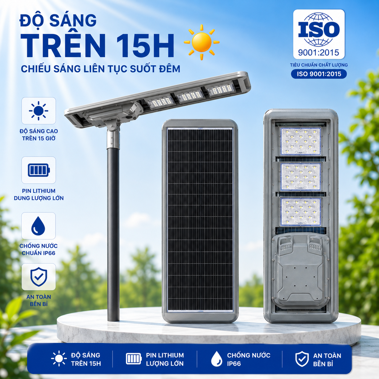 Đèn năng lượng mặt trời Liền thể Cao áp 60W, Mẫu công trình Cao cấp