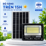 Đèn Pha Năng Lượng Mặt Trời 500W vỏ nhôm, Tấm Pin Mono 67 x 45cm