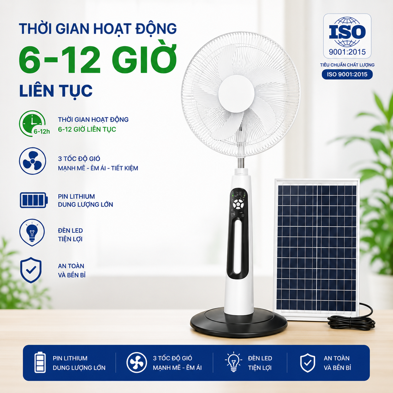 Quạt đứng năng lượng mặt trời KL300A Có Điều Khiển