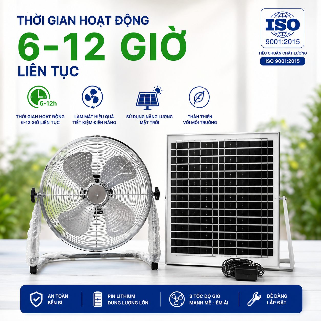 Quạt sàn năng lượng mặt trời M8800