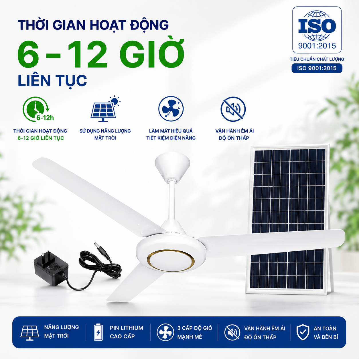 Quạt trần năng lượng mặt trời